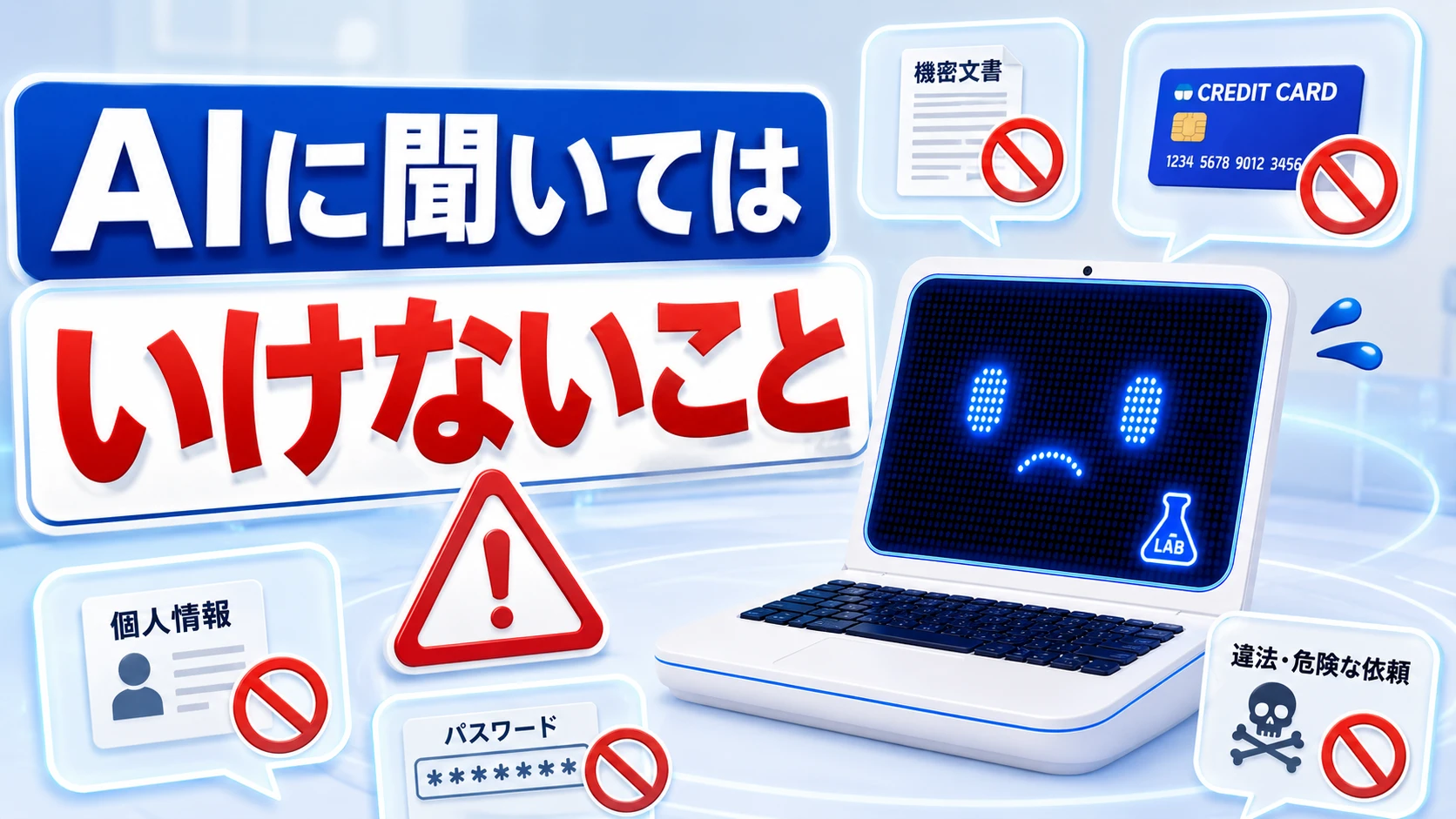 AIに聞いてはいけないことを注意喚起するラボットくん