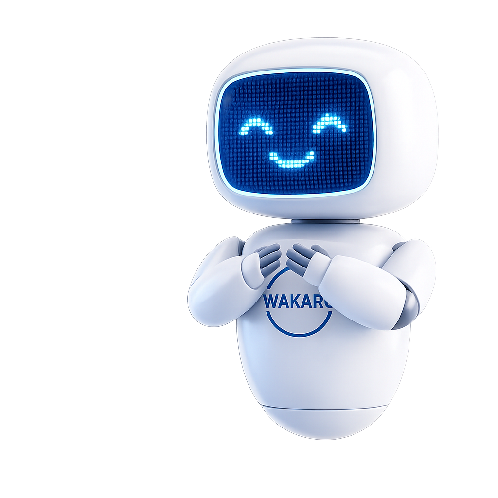 実験お疲れさまを伝えるWAKARUロボット